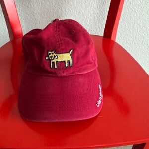 Life Is Good Maroon Hat with Yellow Dog Embroidery
